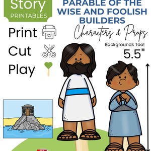 Wise and Foolish Builders Bible Story Printables, Sunday School (Digital Download)