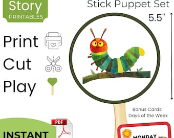 Hungry Caterpillar Stick Puppet Set, Days of the Week (Digital Download)