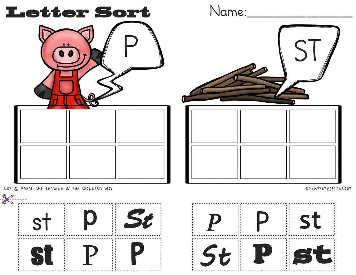 Three Little Pigs Pre K Printable Worksheets - Etsy