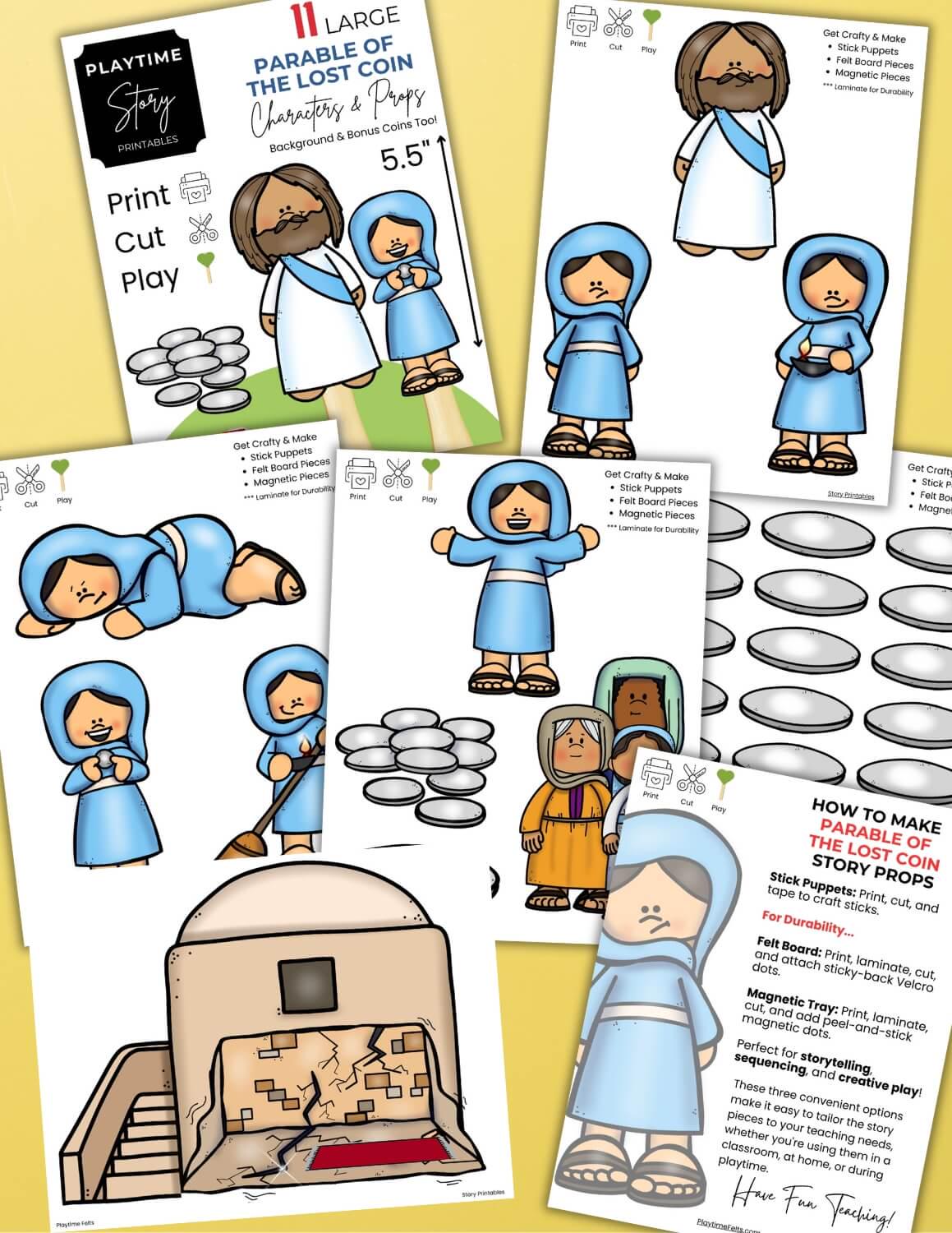 Parable of the Lost Coin Printables, Bible Story Stick Puppets (PDF) - Etsy