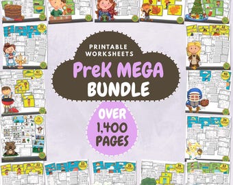 Preschool Worksheet Bundle: 1400+ Pages, Activity Printables (PDF Download)