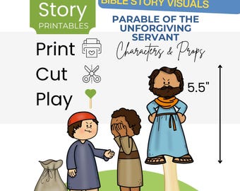 Unforgiving Servant Parable Stick Puppets: Bible Story Craft (Printable PDF)