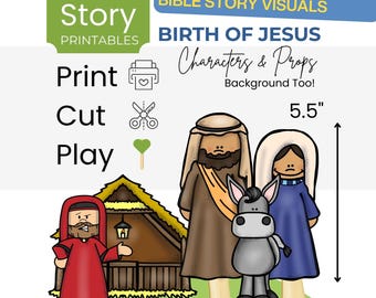 Jesus Story Stick Puppets: Nativity Bible Printables (PDF Download)
