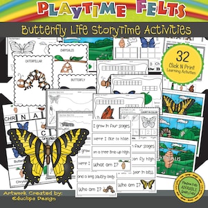 Butterfly Life Cycle Preschool Classroom Literacy Activity for Preschool Early Learning Worksheets for Kids Activity Sheets Butterfly Theme