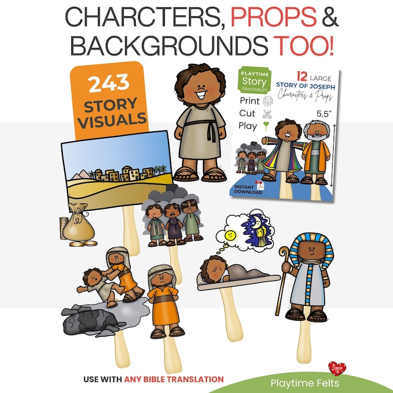 Bible Printable Characters Old Testament Figures Story Telling Set Digital Download Template Puppet Craft Activity Sunday School Resource Teaching Tools Homeschool Materials Felt Board Visuals Children Ministry Lessons Educational