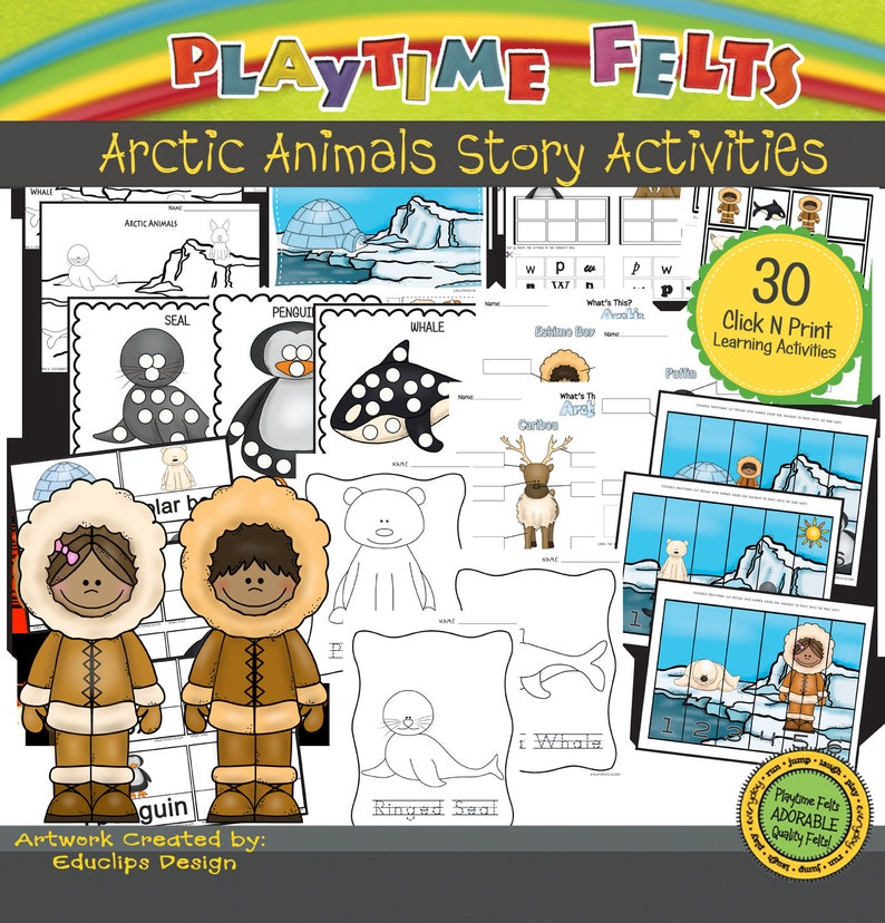 Arctic Animals Story Printable Worksheet Activities for Preschool image 1