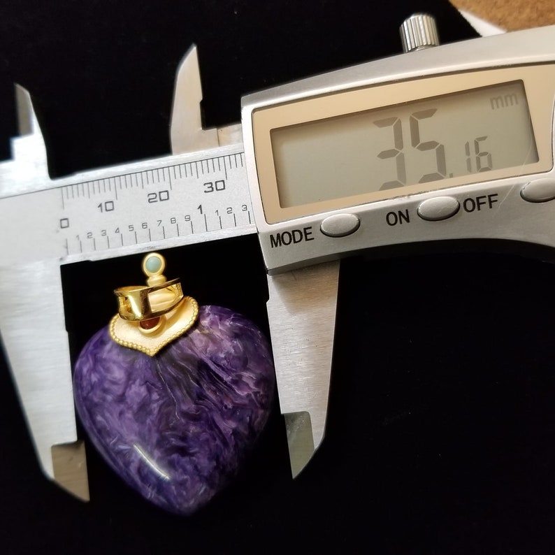 Rare Find! Charoite Heart Shaped Pendant 14k Coated Over 925 Silver