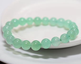 High Grade Old Mine Chrysoprase/Australian Chalcedony Stretch Bracelet, 8.5mm+, Comes with Cert! Very Very Rare! Very Rare Deal!