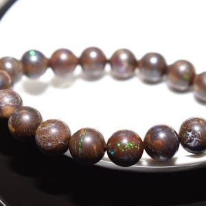 Australian Boulder Opal Stretch Bracelet, 10.5mm+, 7.5 Inches, Natural Opal
