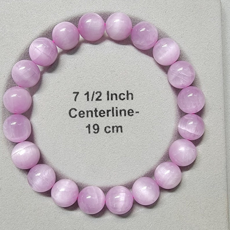 Cat's Eye Kunzite Stretch Bracelet, 9.5mm, Rare Find Rare Deal image 9