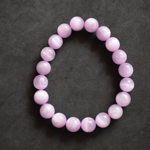 Cat's Eye Kunzite Stretch Bracelet, 9.5mm, Rare Find Rare Deal image 6