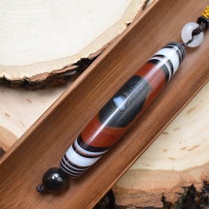 Modern Dzi Pendant, Untreated! Comes with Certificate! Rare Find!