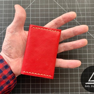 Ultra slim Italian vegetable tanned leather hand stitched bi-fold card holder