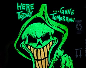 Pintura de luz negra fluorescente original de Grim Reaper