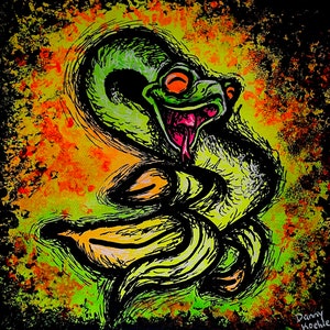 Snake banana- Original black light painting