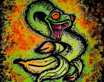 Snake banana- Original black light painting
