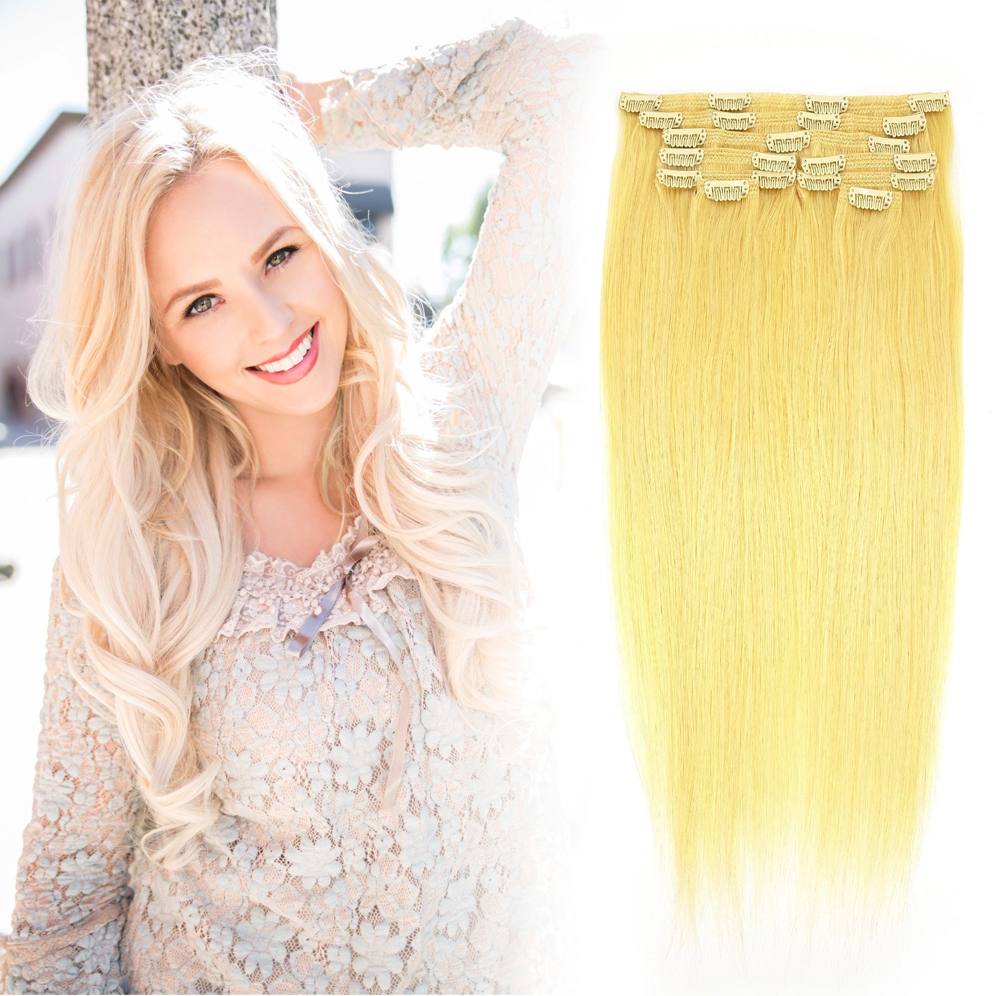 Human hair clippin hair Extensions 9pcs 18 inch Hair Couture 100% Human Hair Extensions Pure 9 piece Clip  main image 3