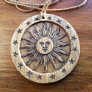 SOLAR TALISMAN / Sun Pendant in Solid Oak