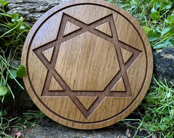 BABALON PENTACLE - Oak-Carved Altar Piece Thelema Aleister Crowley Ceremonial Magick
