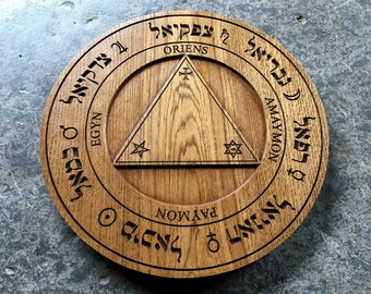 TRITHEMIUS' TABLE Of PRACTICE - Carved hardwood Scrying Table / Conjuration Circle