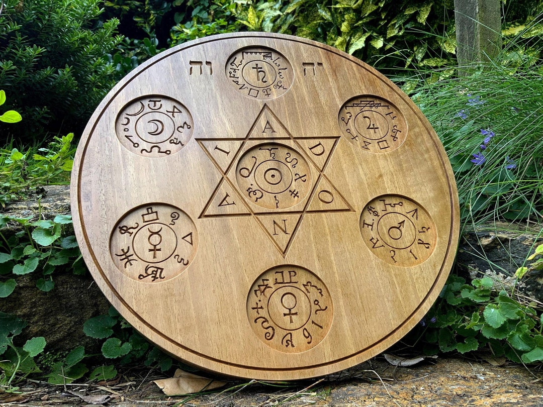 ARS PAULINA Table of Practice Carved in Walnut, Angelic Grimoire
