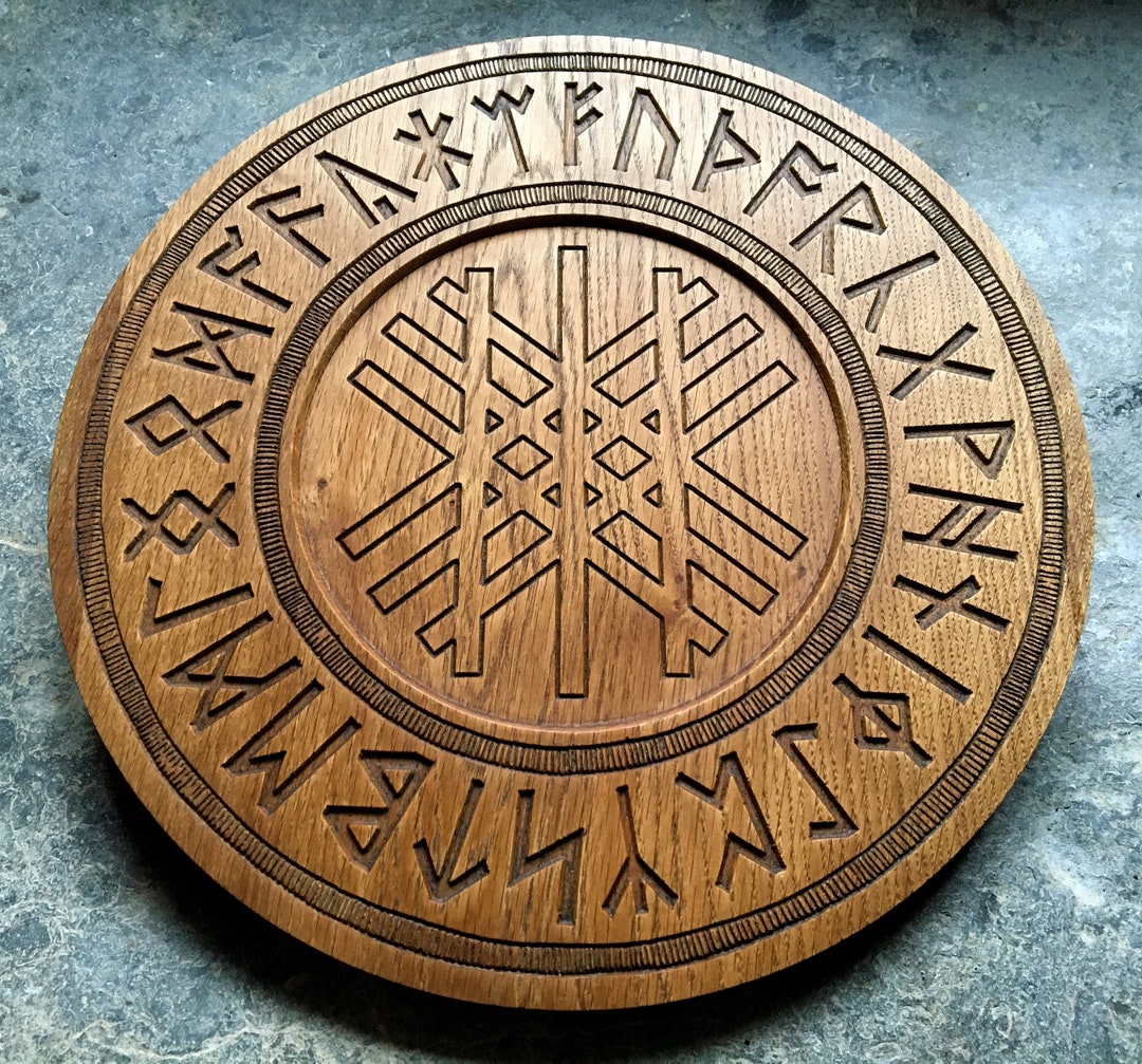 Large Oak Carved RUNE DIVINATION BOARD // Altar Piece - Anglo-saxon ...