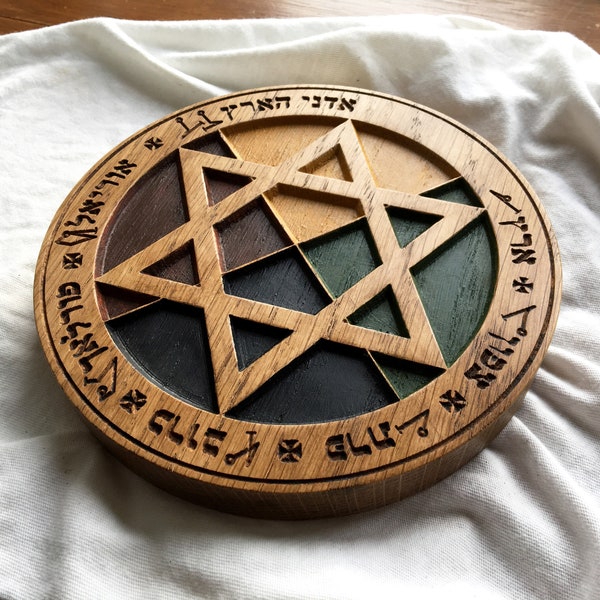 THE EARTH PENTACLE (Golden Dawn) - Carved in oak and hand painted