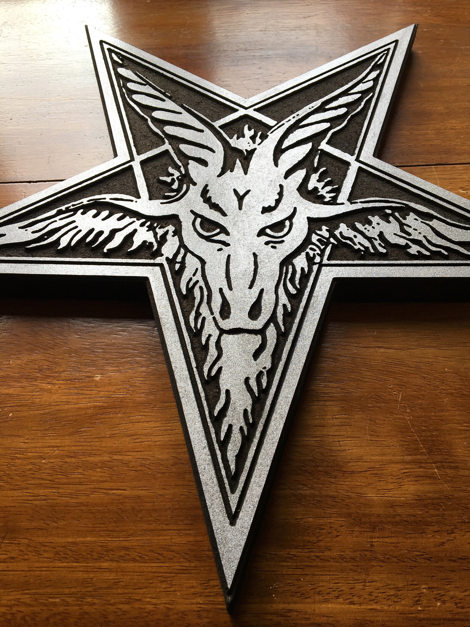 Large carved BAPHOMET WALL PLAQUE / Silver Finish / for Temple | Etsy