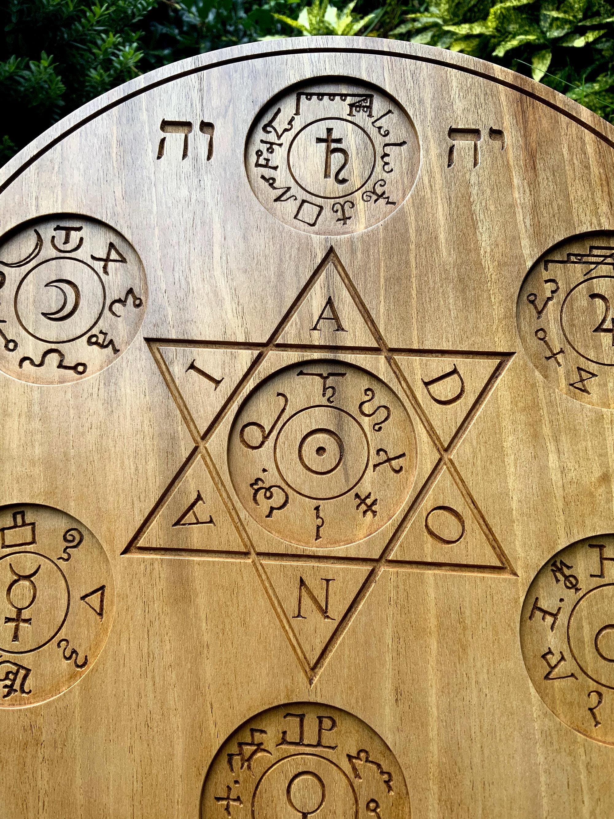 ARS PAULINA Table of Practice Carved in Walnut, Angelic Grimoire