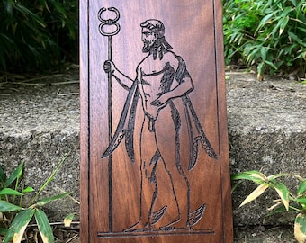 HERMES / MERCURY - Altar Carving in solid walnut (Greek / Roman God) Mythology
