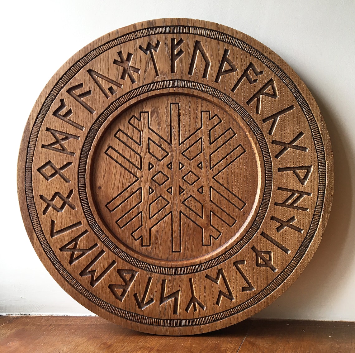 Large Oak Carved RUNE DIVINATION BOARD // Altar Piece Etsy