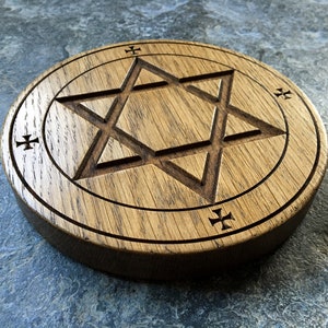PENTACLE OF EARTH - Carved in Solid Oak (Altar Pentacle)