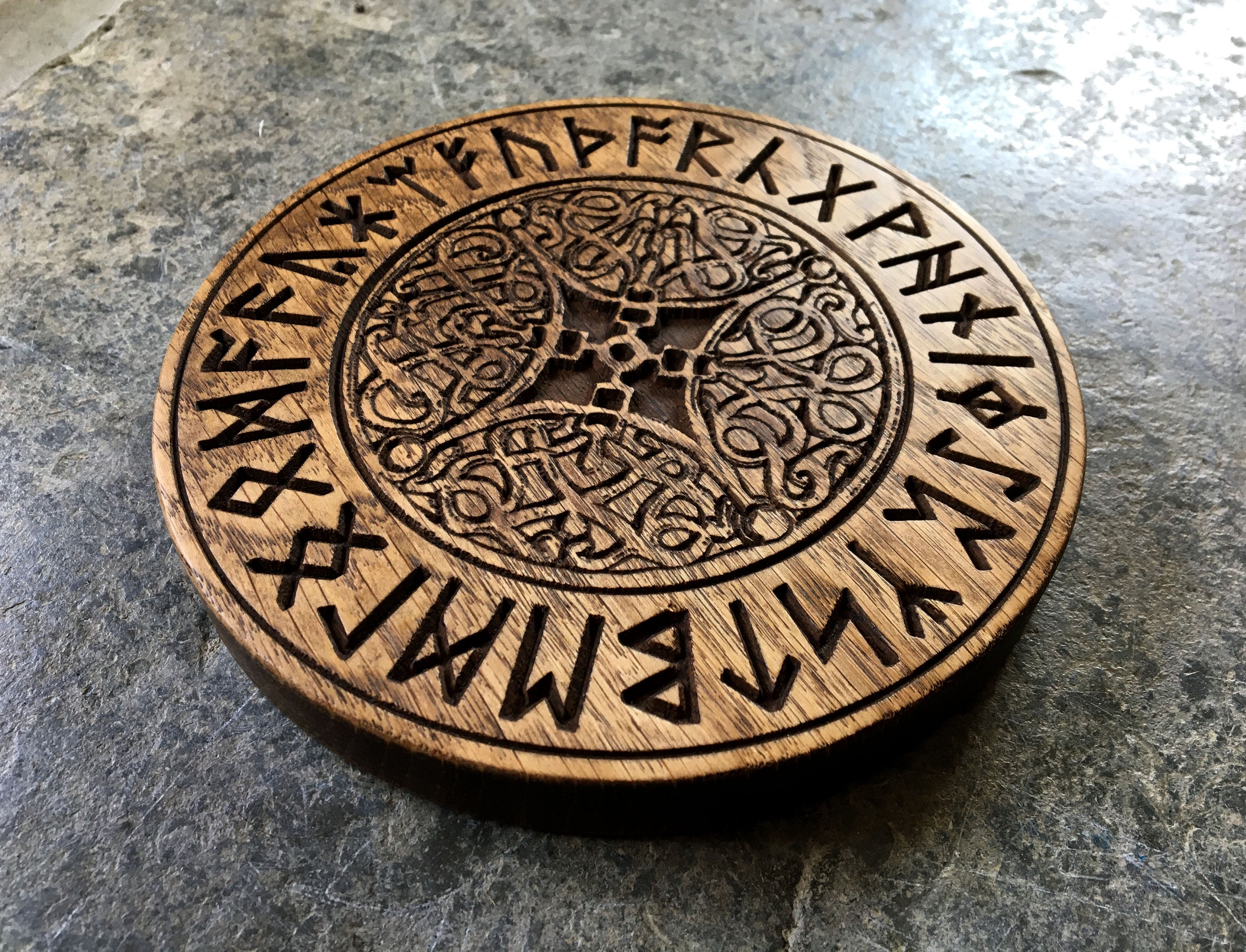 FUTHORC RUNE PENTACLE Oak Carved Altar Piece anglo-saxon - Etsy