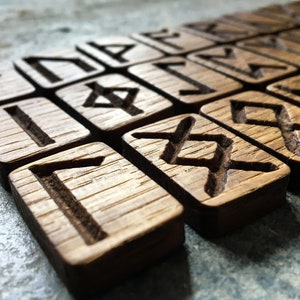 Oak Carved ANGLO-SAXON RUNE Set (futhorc) With Custom Oak Box - Etsy