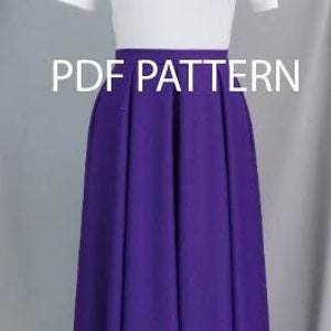 Half -circle  skirt with box pleats, US sizes 6-18, sewing pdf pattern, W111.