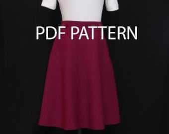 Flared Skirt PDF pattern, US sizes 6-18, W100.
