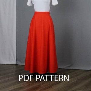 Half -circle  skirt with pockets, US sizes 6-18, sewing pdf pattern, W112.