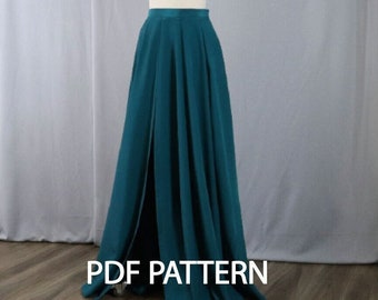 10- gore skirt with slit, US size 6-18, sewing pdf pattern, W119.