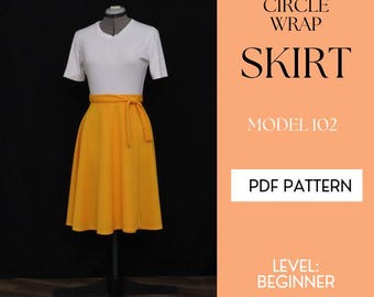 Wrap Half Circle Skirt Sewing Pattern: Easy Beginner PDF, Midi & Maxi Length  (Video Tutorial)