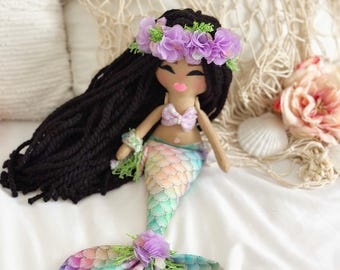 Handmade Fabric Mermaid,  mermaid cloth doll