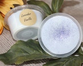 Lavender Vanilla 2 oz Wax Melt Shot Cup Sample Size with glitter