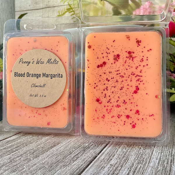 Blood Orange Margarita Wax Melt, Strong Wax Melt, 3.5 oz Wax Melt Clamshell, Strong Wax Cubes, Citrus Wax Melt, Scented Wax Melts, Wax Tarts