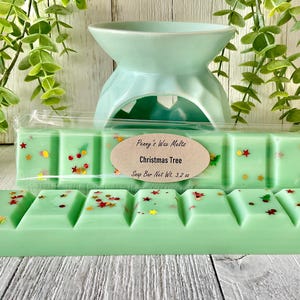 Christmas Tree Snap Bar, 3.2 oz Large Wax Bar, Strong Scented Wax Melt