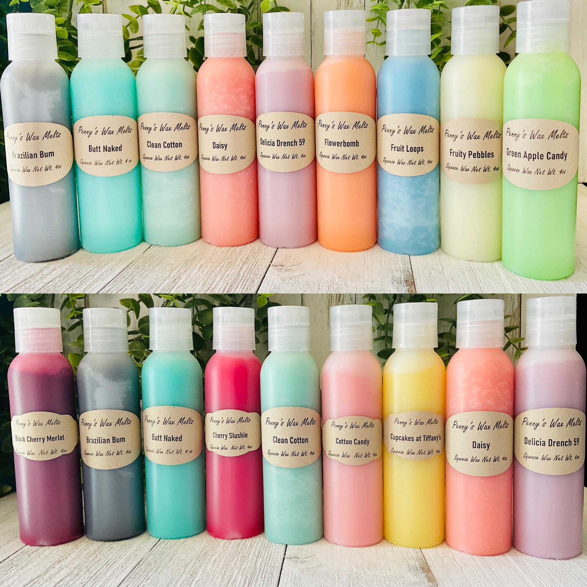 Strong Soy Squeeze Wax Melts: 4 oz Bottle, Choose Your Scent, 50 Scent Choices