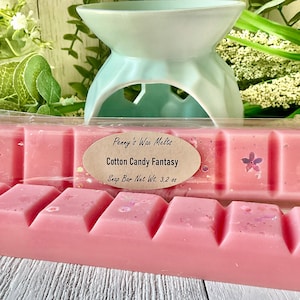 Cotton Candy Fantasy, 3.2 oz Wax Bar, Strong Scented Wax Melts