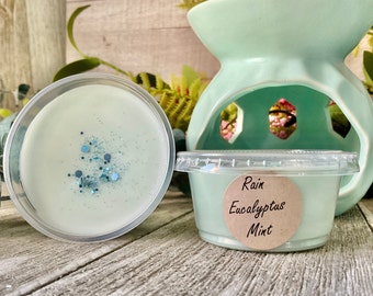 Rain Eucalyptus Mint Wax Melt, 2 oz Shot Cup, Strong Scented Wax Melt, Soy Wax Melts, Wax Tarts, Wax Melts for Warmer, BBW Type, Eucalyptus