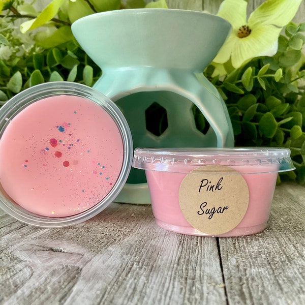 Pink Sugar Wax Melt, Strong Scented Wax Melt, 2 oz Sample Size Cup, Wax Tarts, Soy Wax Melts