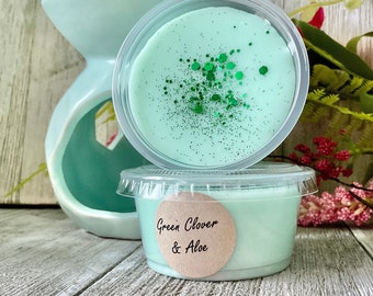 Green Clover Aloe Wax Melt, 2 oz Cup, Soy Wax Melt, Masculine Wax Melt, BBW type, Strong Wax Melts, Unisex Wax Melts