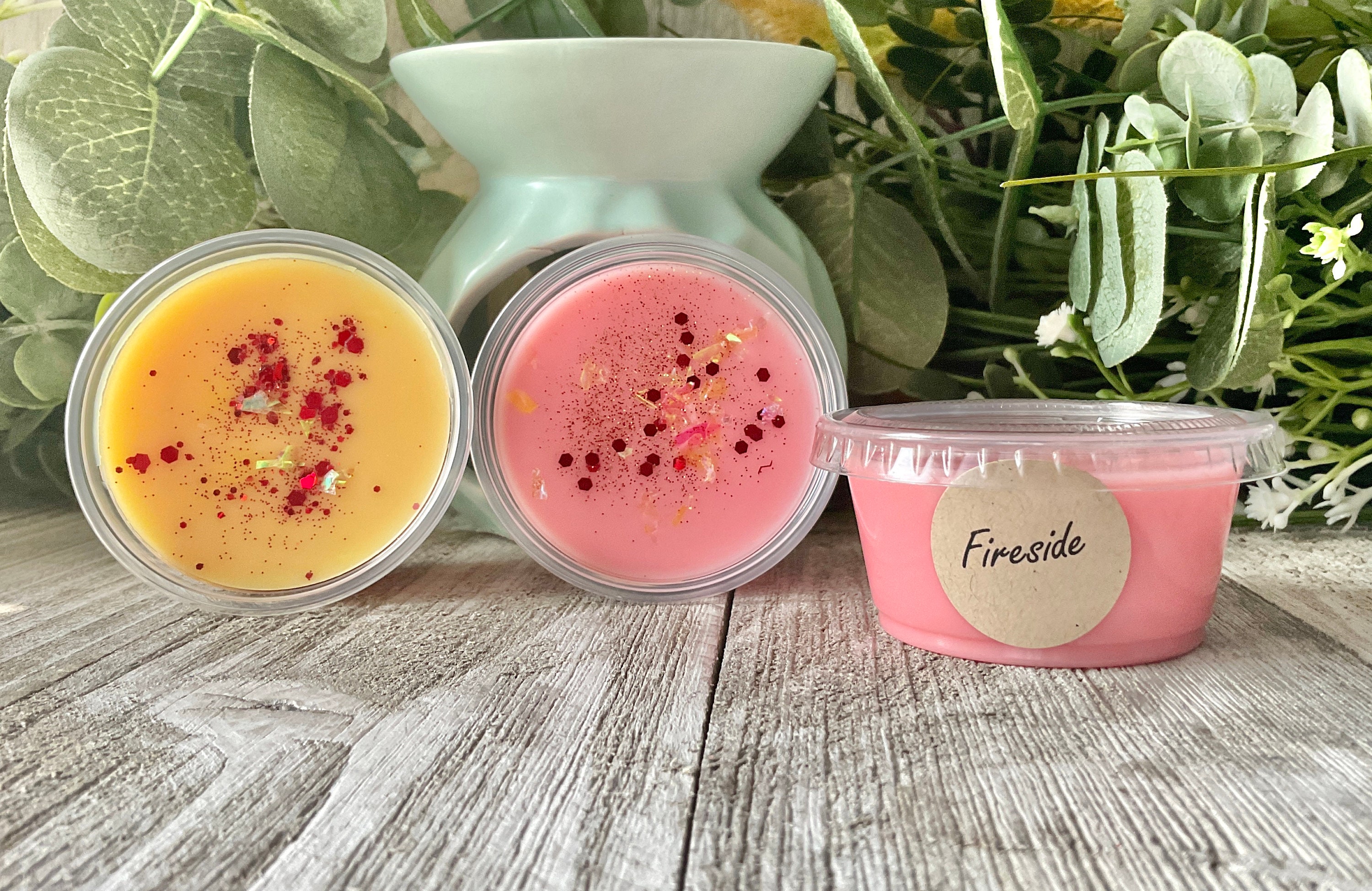Fireside, 2 Oz Wax Melt Shot Cup With Glitter, Strong Scented Wax
