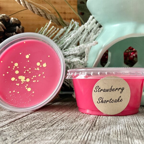 Strawberry Shortcake Wax Melt, 2 oz Shot Cup, Strong Scented Wax Melt, Soy Wax Melts, Wax Tarts, Wax Melts for Warmer, Food Cake Wax Melt